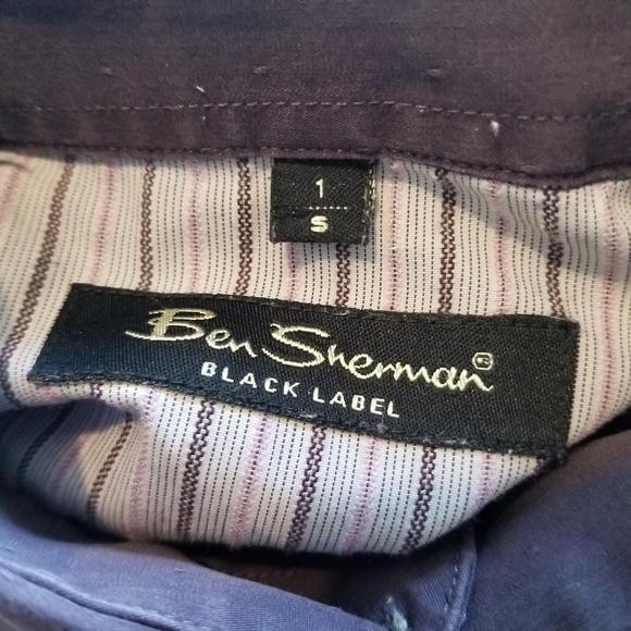 Ben Sherman Black Label Shirt Adult Small Purple Preppy Long Sleeve Mens 1850 - Picture 3 of 5
